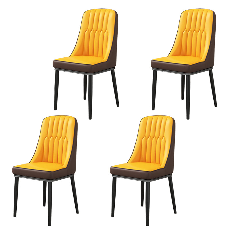 Modern Style Parsons Chair PU Leather Chairs for Dining Room Yellow 4 Piece Set Black Clearhalo 'Dining Chairs' 'Dining Tables & Seating' 'dining_chair' 'furn' 'furn_dining_chair' 'Furniture' 'furniture_dining_chair' 'Kitchen & Dining Furniture' 4809527