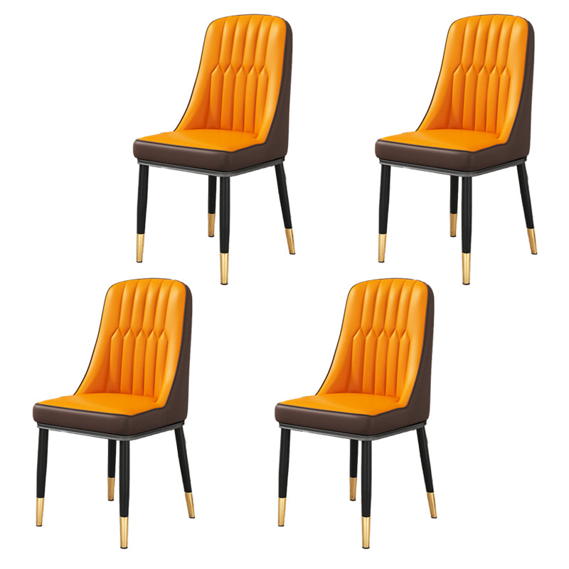 Modern Style Parsons Chair PU Leather Chairs for Dining Room Orange 4 Piece Set Brass Gold Clearhalo 'Dining Chairs' 'Dining Tables & Seating' 'dining_chair' 'furn' 'furn_dining_chair' 'Furniture' 'furniture_dining_chair' 'Kitchen & Dining Furniture' 4809530