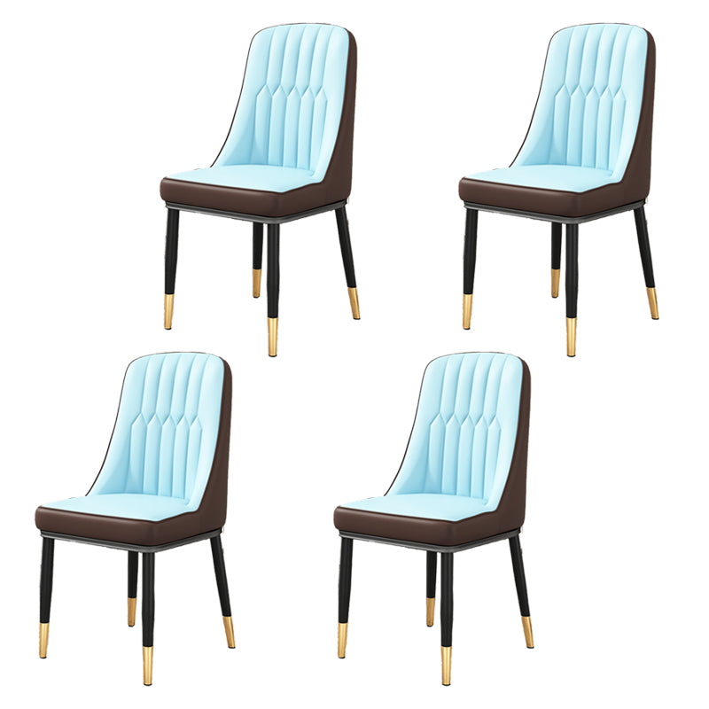 Modern Style Parsons Chair PU Leather Chairs for Dining Room Blue 4 Piece Set Brass Gold Clearhalo 'Dining Chairs' 'Dining Tables & Seating' 'dining_chair' 'furn' 'furn_dining_chair' 'Furniture' 'furniture_dining_chair' 'Kitchen & Dining Furniture' 4809532