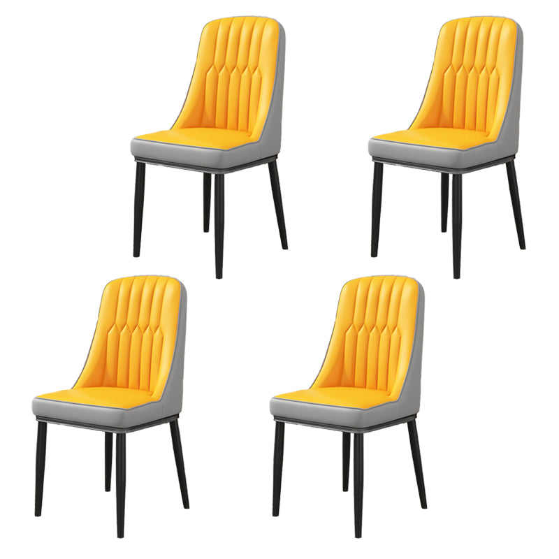 Modern Style Parsons Chair PU Leather Chairs for Dining Room Light Grey-Yellow 4 Piece Set Black Clearhalo 'Dining Chairs' 'Dining Tables & Seating' 'dining_chair' 'furn' 'furn_dining_chair' 'Furniture' 'furniture_dining_chair' 'Kitchen & Dining Furniture' 4809533