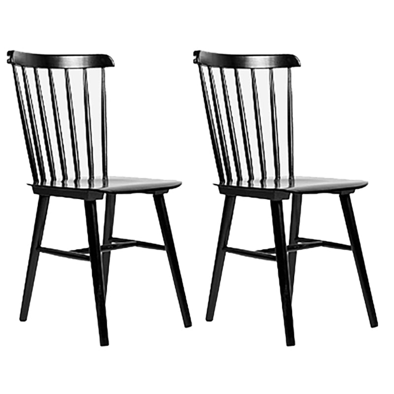 Glam Rubberwood Dining Room Chair Slat Back Side Chair (Set of 2) Black 2 Piece Set Clearhalo 'Dining Chairs' 'Dining Tables & Seating' 'dining_chair' 'furn' 'furn_dining_chair' 'Furniture' 'furniture_dining_chair' 'Kitchen & Dining Furniture' 4809537