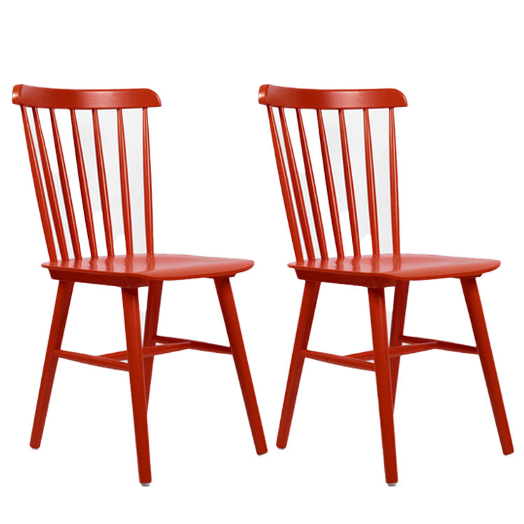 Glam Rubberwood Dining Room Chair Slat Back Side Chair (Set of 2) Red 2 Piece Set Clearhalo 'Dining Chairs' 'Dining Tables & Seating' 'dining_chair' 'furn' 'furn_dining_chair' 'Furniture' 'furniture_dining_chair' 'Kitchen & Dining Furniture' 4809540