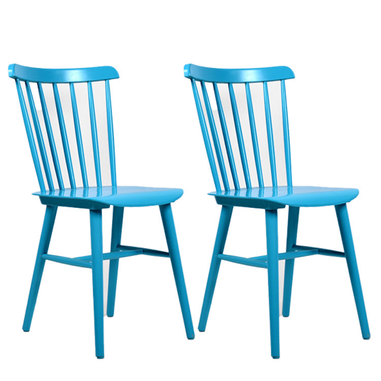 Glam Rubberwood Dining Room Chair Slat Back Side Chair (Set of 2) Blue 2 Piece Set Clearhalo 'Dining Chairs' 'Dining Tables & Seating' 'dining_chair' 'furn' 'furn_dining_chair' 'Furniture' 'furniture_dining_chair' 'Kitchen & Dining Furniture' 4809545