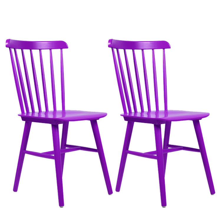 Glam Rubberwood Dining Room Chair Slat Back Side Chair (Set of 2) Purple 2 Piece Set Clearhalo 'Dining Chairs' 'Dining Tables & Seating' 'dining_chair' 'furn' 'furn_dining_chair' 'Furniture' 'furniture_dining_chair' 'Kitchen & Dining Furniture' 4809547