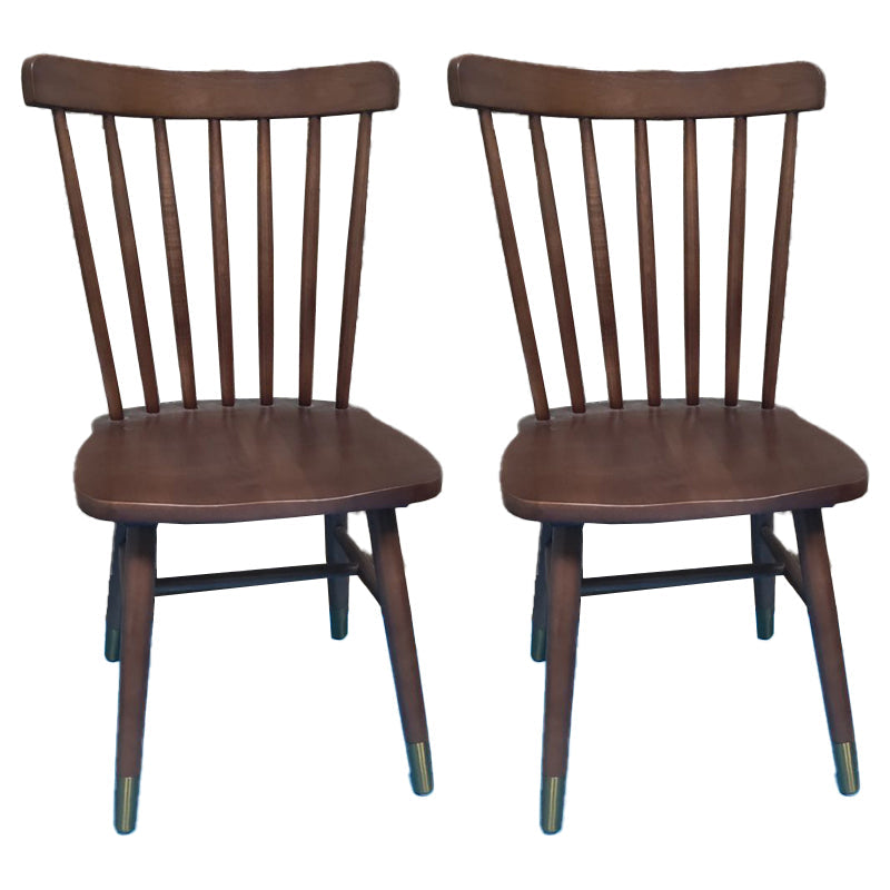 Glam Rubberwood Dining Room Chair Slat Back Side Chair (Set of 2) Walnut 2 Piece Set Clearhalo 'Dining Chairs' 'Dining Tables & Seating' 'dining_chair' 'furn' 'furn_dining_chair' 'Furniture' 'furniture_dining_chair' 'Kitchen & Dining Furniture' 4809556