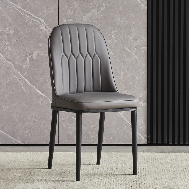 Modern Parsons Dining Chair PU Leather Chairs for Dining Room Grey 1 Piece Black Clearhalo 'Dining Chairs' 'Dining Tables & Seating' 'dining_chair' 'furn' 'furn_dining_chair' 'Furniture' 'furniture_dining_chair' 'Kitchen & Dining Furniture' 4809563