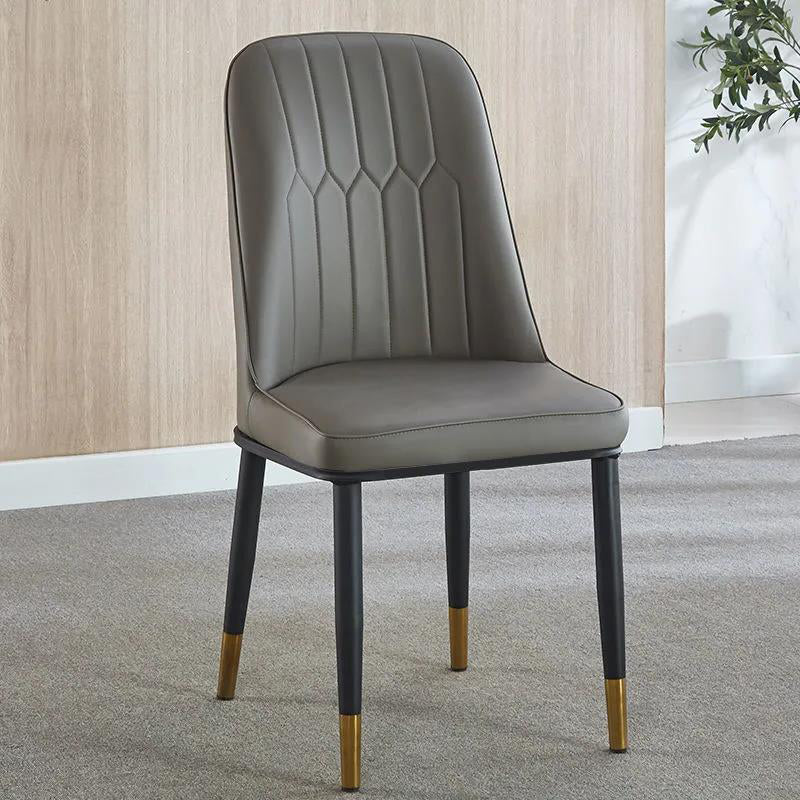 Modern Parsons Dining Chair PU Leather Chairs for Dining Room Grey 1 Piece Brass Gold Clearhalo 'Dining Chairs' 'Dining Tables & Seating' 'dining_chair' 'furn' 'furn_dining_chair' 'Furniture' 'furniture_dining_chair' 'Kitchen & Dining Furniture' 4809565
