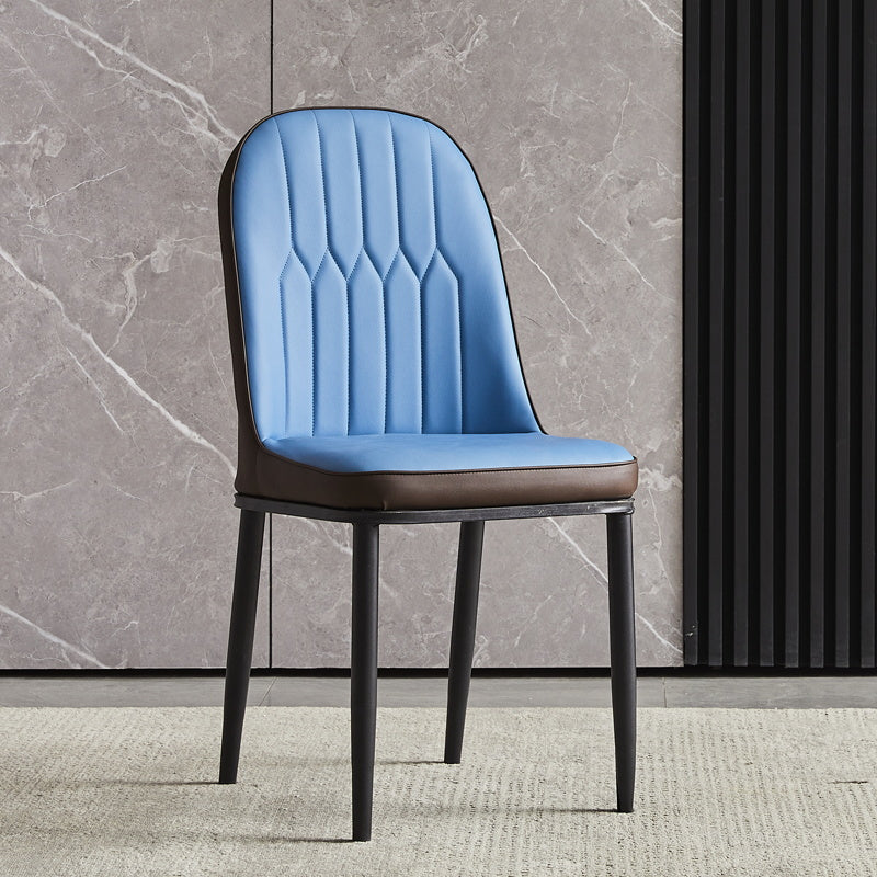 Modern Parsons Dining Chair PU Leather Chairs for Dining Room Blue 1 Piece Black Clearhalo 'Dining Chairs' 'Dining Tables & Seating' 'dining_chair' 'furn' 'furn_dining_chair' 'Furniture' 'furniture_dining_chair' 'Kitchen & Dining Furniture' 4809575