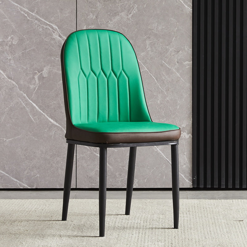 Modern Parsons Dining Chair PU Leather Chairs for Dining Room Green 1 Piece Black Clearhalo 'Dining Chairs' 'Dining Tables & Seating' 'dining_chair' 'furn' 'furn_dining_chair' 'Furniture' 'furniture_dining_chair' 'Kitchen & Dining Furniture' 4809578