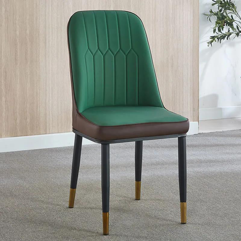 Modern Parsons Dining Chair PU Leather Chairs for Dining Room Green 1 Piece Brass Gold Clearhalo 'Dining Chairs' 'Dining Tables & Seating' 'dining_chair' 'furn' 'furn_dining_chair' 'Furniture' 'furniture_dining_chair' 'Kitchen & Dining Furniture' 4809581