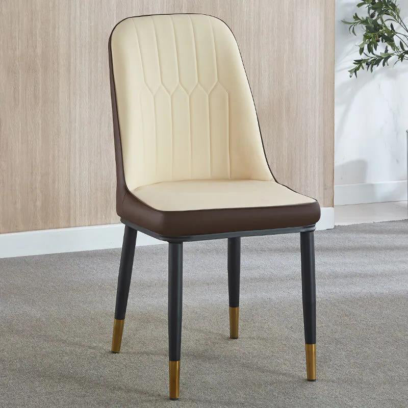 Modern Parsons Dining Chair PU Leather Chairs for Dining Room Off-White 1 Piece Brass Gold Clearhalo 'Dining Chairs' 'Dining Tables & Seating' 'dining_chair' 'furn' 'furn_dining_chair' 'Furniture' 'furniture_dining_chair' 'Kitchen & Dining Furniture' 4809584