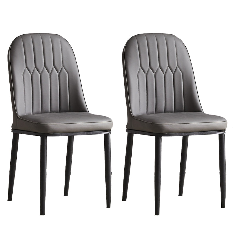 Modern Parsons Dining Chair PU Leather Chairs for Dining Room Grey 2 Piece Set Black Clearhalo 'Dining Chairs' 'Dining Tables & Seating' 'dining_chair' 'furn' 'furn_dining_chair' 'Furniture' 'furniture_dining_chair' 'Kitchen & Dining Furniture' 4809586