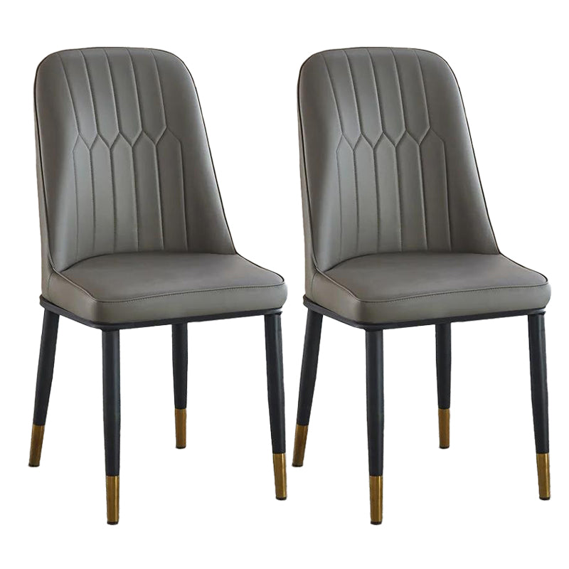 Modern Parsons Dining Chair PU Leather Chairs for Dining Room Grey 2 Piece Set Brass Gold Clearhalo 'Dining Chairs' 'Dining Tables & Seating' 'dining_chair' 'furn' 'furn_dining_chair' 'Furniture' 'furniture_dining_chair' 'Kitchen & Dining Furniture' 4809588