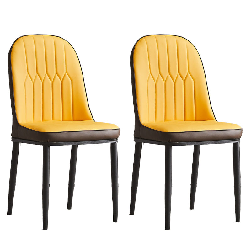 Modern Parsons Dining Chair PU Leather Chairs for Dining Room Yellow 2 Piece Set Black Clearhalo 'Dining Chairs' 'Dining Tables & Seating' 'dining_chair' 'furn' 'furn_dining_chair' 'Furniture' 'furniture_dining_chair' 'Kitchen & Dining Furniture' 4809591