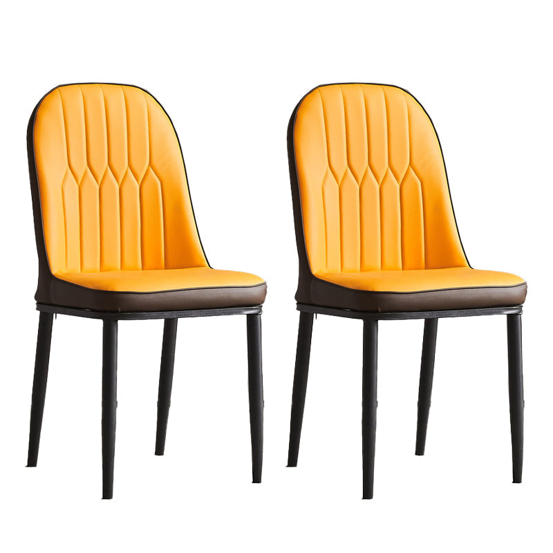 Modern Parsons Dining Chair PU Leather Chairs for Dining Room Orange 2 Piece Set Black Clearhalo 'Dining Chairs' 'Dining Tables & Seating' 'dining_chair' 'furn' 'furn_dining_chair' 'Furniture' 'furniture_dining_chair' 'Kitchen & Dining Furniture' 4809593