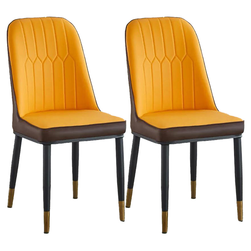 Modern Parsons Dining Chair PU Leather Chairs for Dining Room Orange 2 Piece Set Brass Gold Clearhalo 'Dining Chairs' 'Dining Tables & Seating' 'dining_chair' 'furn' 'furn_dining_chair' 'Furniture' 'furniture_dining_chair' 'Kitchen & Dining Furniture' 4809594