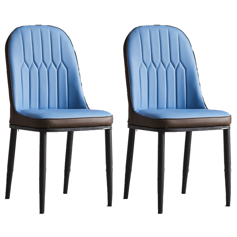 Modern Parsons Dining Chair PU Leather Chairs for Dining Room Blue 2 Piece Set Black Clearhalo 'Dining Chairs' 'Dining Tables & Seating' 'dining_chair' 'furn' 'furn_dining_chair' 'Furniture' 'furniture_dining_chair' 'Kitchen & Dining Furniture' 4809595