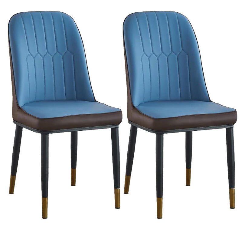 Modern Parsons Dining Chair PU Leather Chairs for Dining Room Blue 2 Piece Set Brass Gold Clearhalo 'Dining Chairs' 'Dining Tables & Seating' 'dining_chair' 'furn' 'furn_dining_chair' 'Furniture' 'furniture_dining_chair' 'Kitchen & Dining Furniture' 4809596