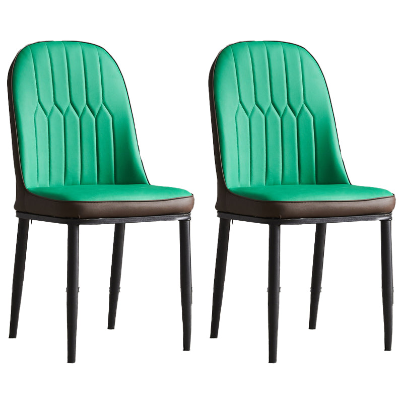 Modern Parsons Dining Chair PU Leather Chairs for Dining Room Green 2 Piece Set Black Clearhalo 'Dining Chairs' 'Dining Tables & Seating' 'dining_chair' 'furn' 'furn_dining_chair' 'Furniture' 'furniture_dining_chair' 'Kitchen & Dining Furniture' 4809597