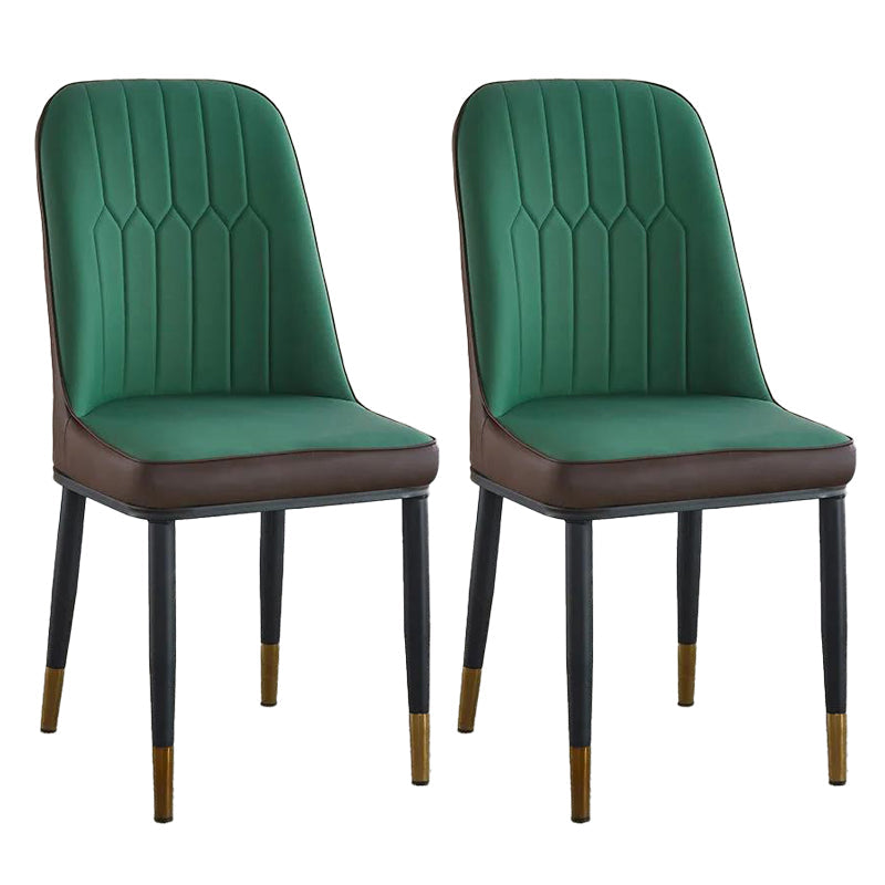 Modern Parsons Dining Chair PU Leather Chairs for Dining Room Green 2 Piece Set Brass Gold Clearhalo 'Dining Chairs' 'Dining Tables & Seating' 'dining_chair' 'furn' 'furn_dining_chair' 'Furniture' 'furniture_dining_chair' 'Kitchen & Dining Furniture' 4809598