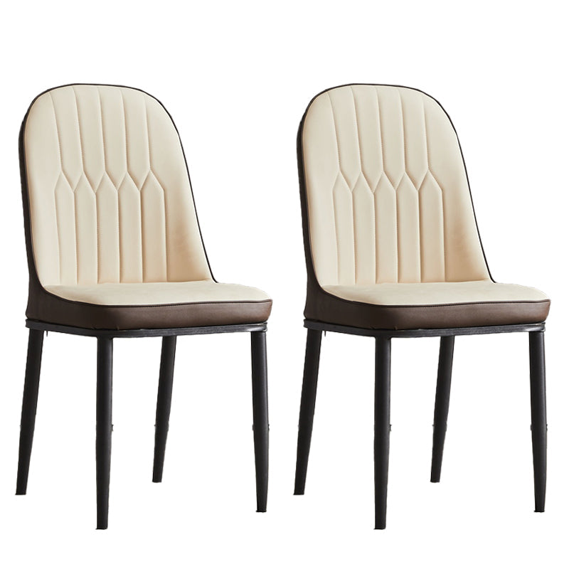 Modern Parsons Dining Chair PU Leather Chairs for Dining Room Off-White 2 Piece Set Black Clearhalo 'Dining Chairs' 'Dining Tables & Seating' 'dining_chair' 'furn' 'furn_dining_chair' 'Furniture' 'furniture_dining_chair' 'Kitchen & Dining Furniture' 4809599