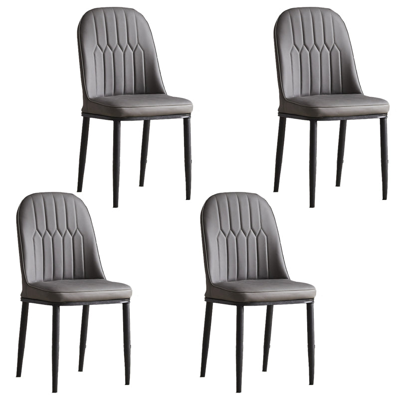 Modern Parsons Dining Chair PU Leather Chairs for Dining Room Grey 4 Piece Set Black Clearhalo 'Dining Chairs' 'Dining Tables & Seating' 'dining_chair' 'furn' 'furn_dining_chair' 'Furniture' 'furniture_dining_chair' 'Kitchen & Dining Furniture' 4809601
