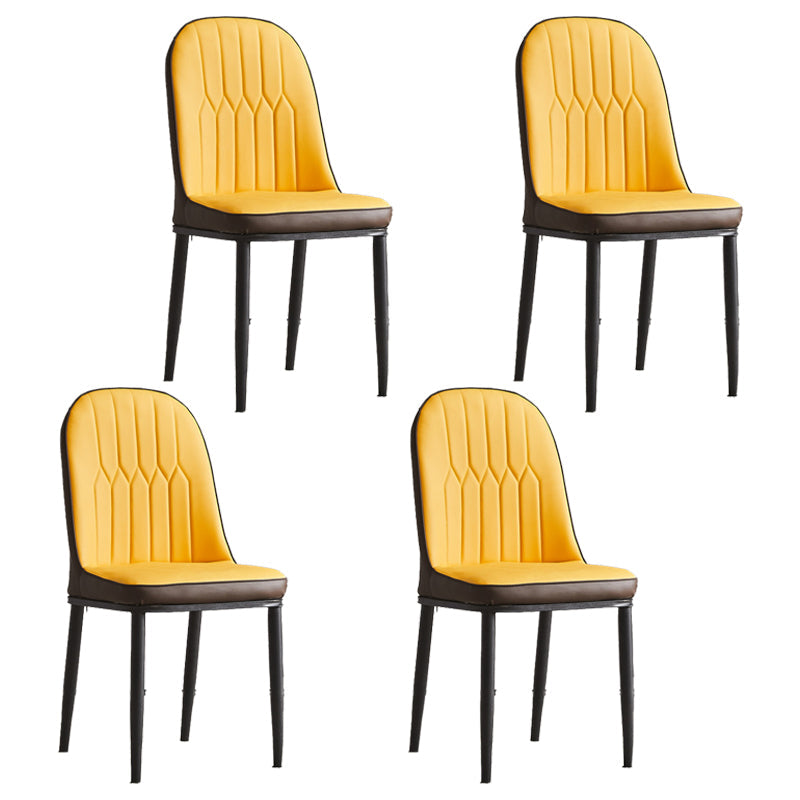 Modern Parsons Dining Chair PU Leather Chairs for Dining Room Yellow 4 Piece Set Black Clearhalo 'Dining Chairs' 'Dining Tables & Seating' 'dining_chair' 'furn' 'furn_dining_chair' 'Furniture' 'furniture_dining_chair' 'Kitchen & Dining Furniture' 4809603