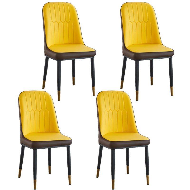 Modern Parsons Dining Chair PU Leather Chairs for Dining Room Yellow 4 Piece Set Brass Gold Clearhalo 'Dining Chairs' 'Dining Tables & Seating' 'dining_chair' 'furn' 'furn_dining_chair' 'Furniture' 'furniture_dining_chair' 'Kitchen & Dining Furniture' 4809604
