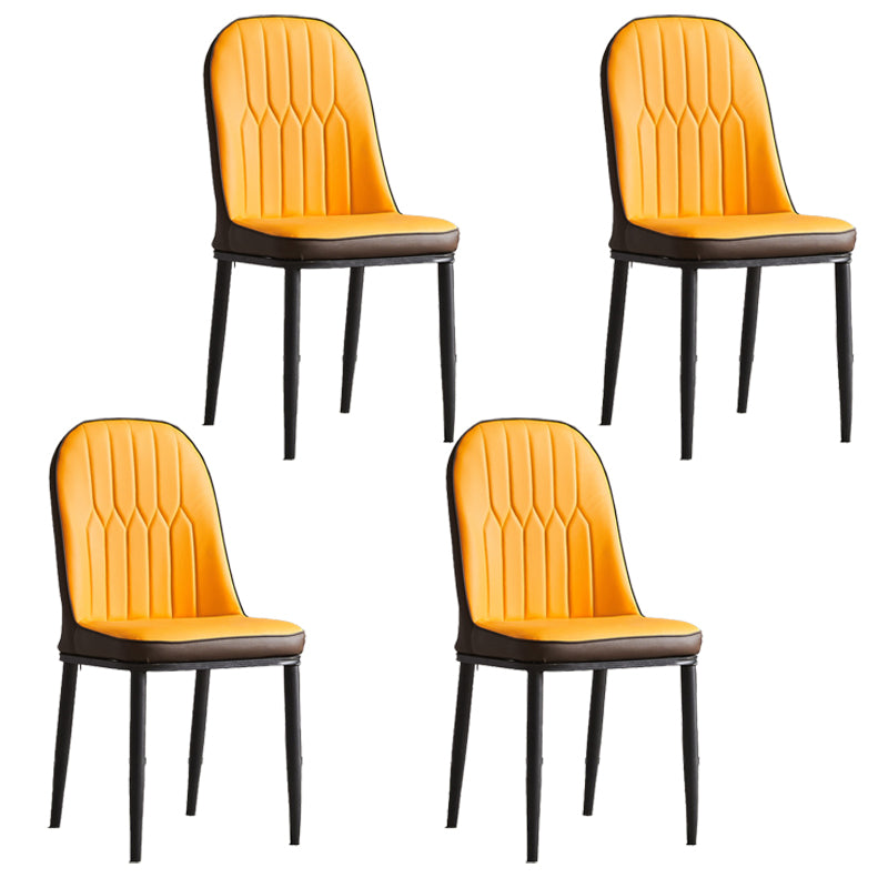 Modern Parsons Dining Chair PU Leather Chairs for Dining Room Orange 4 Piece Set Black Clearhalo 'Dining Chairs' 'Dining Tables & Seating' 'dining_chair' 'furn' 'furn_dining_chair' 'Furniture' 'furniture_dining_chair' 'Kitchen & Dining Furniture' 4809605