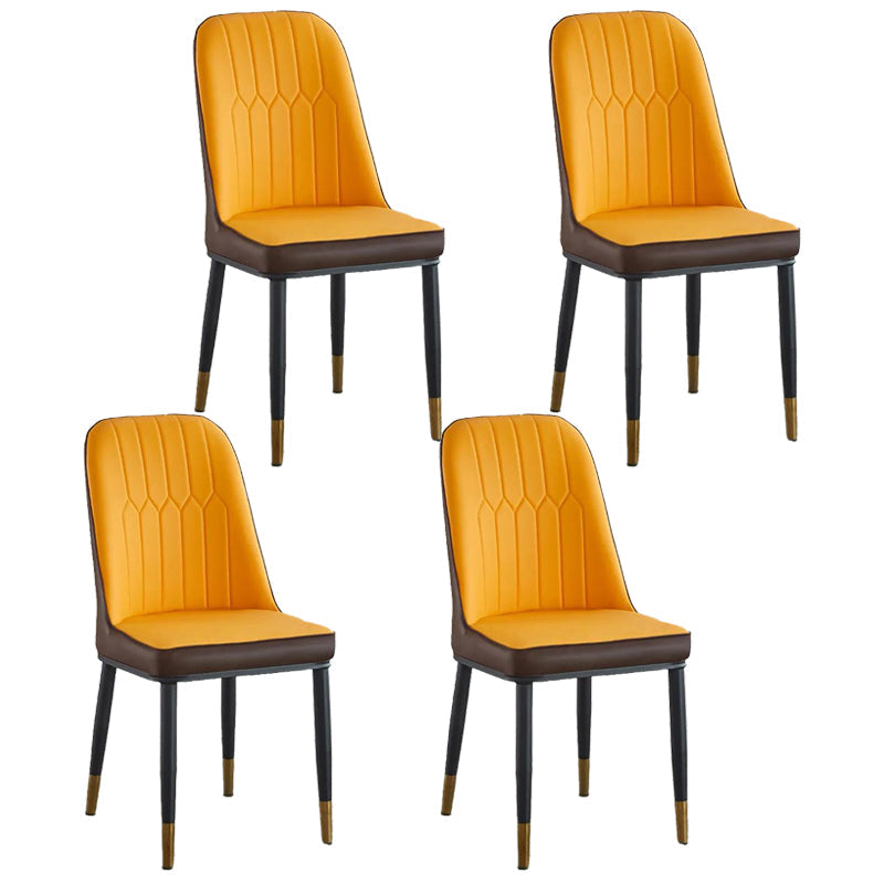 Modern Parsons Dining Chair PU Leather Chairs for Dining Room Orange 4 Piece Set Brass Gold Clearhalo 'Dining Chairs' 'Dining Tables & Seating' 'dining_chair' 'furn' 'furn_dining_chair' 'Furniture' 'furniture_dining_chair' 'Kitchen & Dining Furniture' 4809606