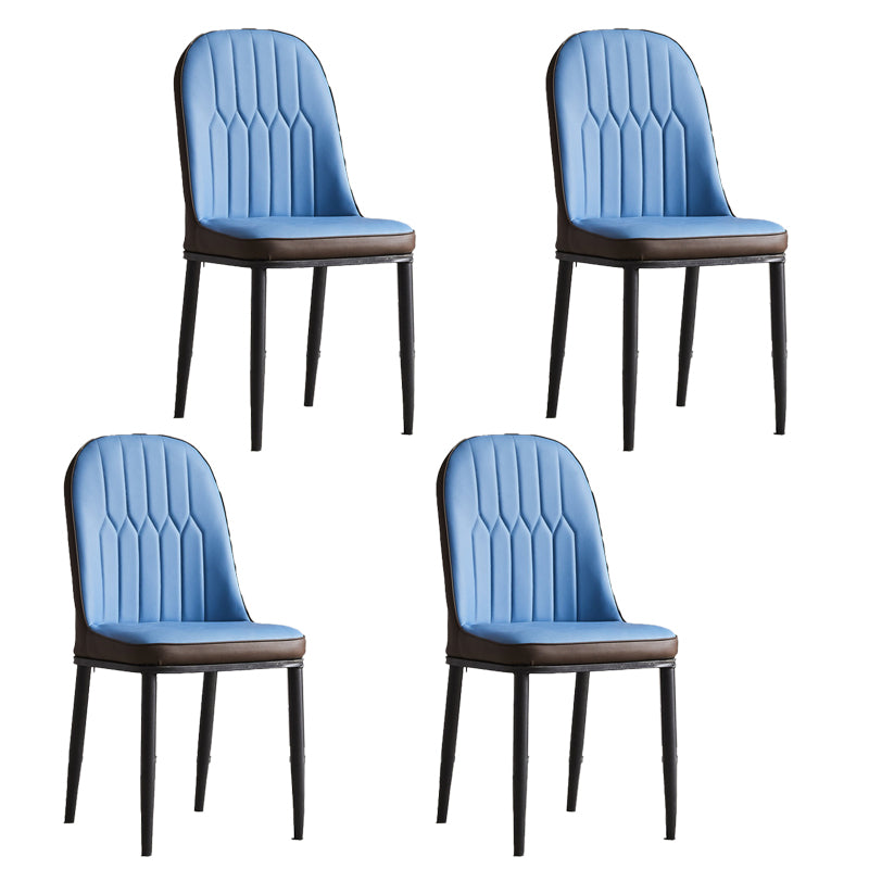 Modern Parsons Dining Chair PU Leather Chairs for Dining Room Blue 4 Piece Set Black Clearhalo 'Dining Chairs' 'Dining Tables & Seating' 'dining_chair' 'furn' 'furn_dining_chair' 'Furniture' 'furniture_dining_chair' 'Kitchen & Dining Furniture' 4809607