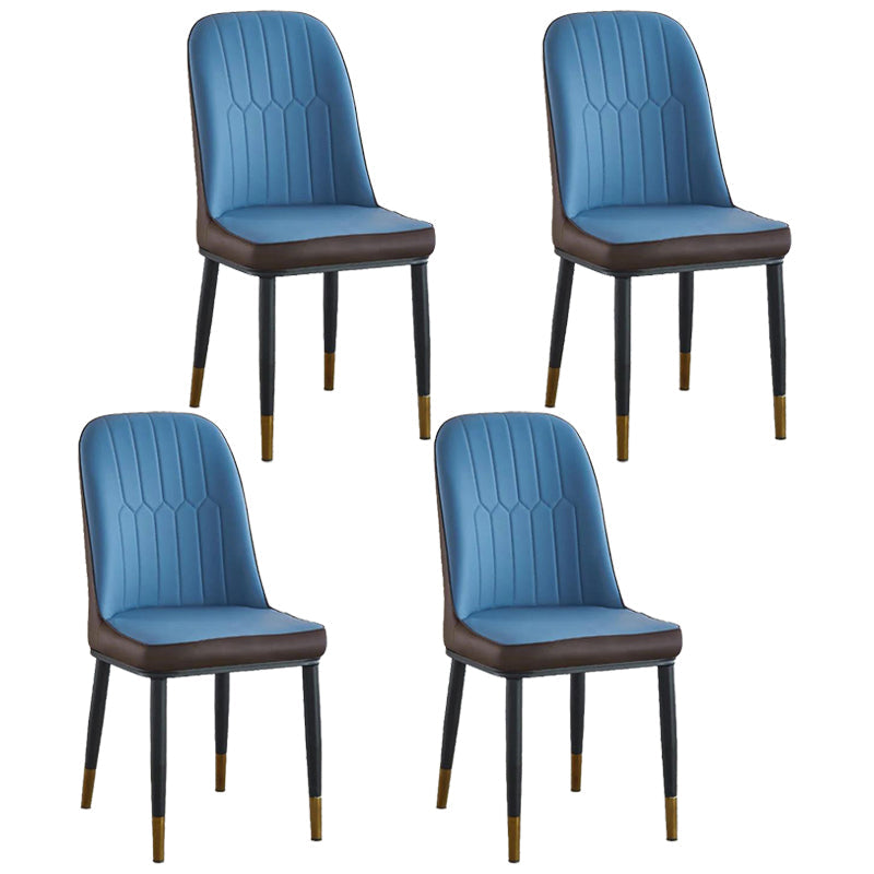 Modern Parsons Dining Chair PU Leather Chairs for Dining Room Blue 4 Piece Set Brass Gold Clearhalo 'Dining Chairs' 'Dining Tables & Seating' 'dining_chair' 'furn' 'furn_dining_chair' 'Furniture' 'furniture_dining_chair' 'Kitchen & Dining Furniture' 4809608