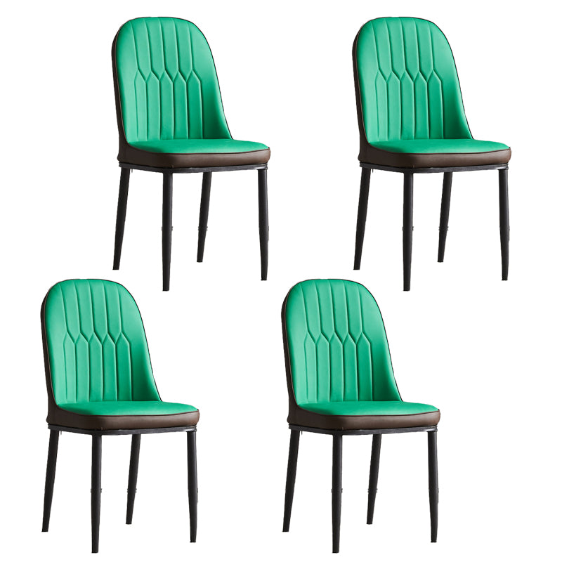 Modern Parsons Dining Chair PU Leather Chairs for Dining Room Green 4 Piece Set Black Clearhalo 'Dining Chairs' 'Dining Tables & Seating' 'dining_chair' 'furn' 'furn_dining_chair' 'Furniture' 'furniture_dining_chair' 'Kitchen & Dining Furniture' 4809609