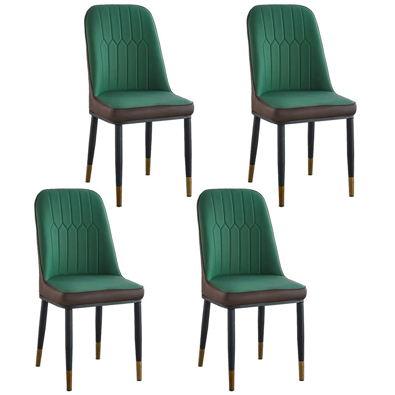 Modern Parsons Dining Chair PU Leather Chairs for Dining Room Green 4 Piece Set Brass Gold Clearhalo 'Dining Chairs' 'Dining Tables & Seating' 'dining_chair' 'furn' 'furn_dining_chair' 'Furniture' 'furniture_dining_chair' 'Kitchen & Dining Furniture' 4809610