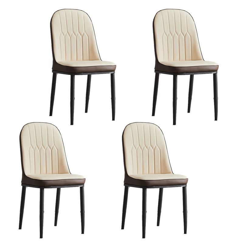 Modern Parsons Dining Chair PU Leather Chairs for Dining Room Off-White 4 Piece Set Black Clearhalo 'Dining Chairs' 'Dining Tables & Seating' 'dining_chair' 'furn' 'furn_dining_chair' 'Furniture' 'furniture_dining_chair' 'Kitchen & Dining Furniture' 4809611