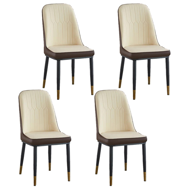 Modern Parsons Dining Chair PU Leather Chairs for Dining Room Off-White 4 Piece Set Brass Gold Clearhalo 'Dining Chairs' 'Dining Tables & Seating' 'dining_chair' 'furn' 'furn_dining_chair' 'Furniture' 'furniture_dining_chair' 'Kitchen & Dining Furniture' 4809612