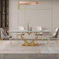 Luxury Sintered Stone Top Dining Set Rectangle 1/2/5/6/7 Pieces Dining Table with Chairs 5 Pieces: Table, 4 Chairs Clearhalo 'Dining Room Sets' 'Dining Tables & Seating' 'dining_room_set' 'furn' 'furn_dining_room_set' 'Furniture' 'furniture_dining_room_set' 'Kitchen & Dining Furniture' 4809617