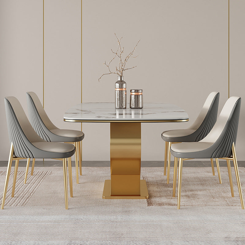 Luxury Sintered Stone Top Dining Set Rectangle 1/2/5/6/7 Pieces Dining Table with Chairs Clearhalo 'Dining Room Sets' 'Dining Tables & Seating' 'dining_room_set' 'furn' 'furn_dining_room_set' 'Furniture' 'furniture_dining_room_set' 'Kitchen & Dining Furniture' 4809618