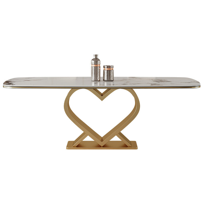 Luxury Sintered Stone Top Dining Set Rectangle 1/2/5/6/7 Pieces Dining Table with Chairs White 79"L x 39"W Clearhalo 'Dining Room Sets' 'Dining Tables & Seating' 'dining_room_set' 'furn' 'furn_dining_room_set' 'Furniture' 'furniture_dining_room_set' 'Kitchen & Dining Furniture' 4809620