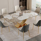 Luxury Sintered Stone Top Dining Set Rectangle 1/2/5/6/7 Pieces Dining Table with Chairs Clearhalo 'Dining Room Sets' 'Dining Tables & Seating' 'dining_room_set' 'furn' 'furn_dining_room_set' 'Furniture' 'furniture_dining_room_set' 'Kitchen & Dining Furniture' 4809626