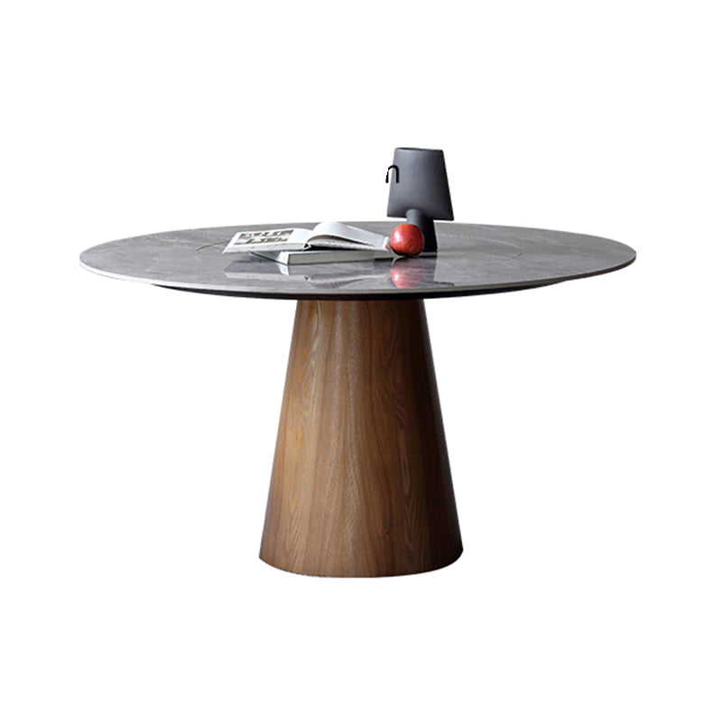 Modern Ashwood Dinette Set 1/3/4/5/7 Pieces Round Dining Table Set with Sintered Stone Top Clearhalo 'Dining Room Sets' 'Dining Tables & Seating' 'dining_room_set' 'furn' 'furn_dining_room_set' 'Furniture' 'furniture_dining_room_set' 'Kitchen & Dining Furniture' 4809634