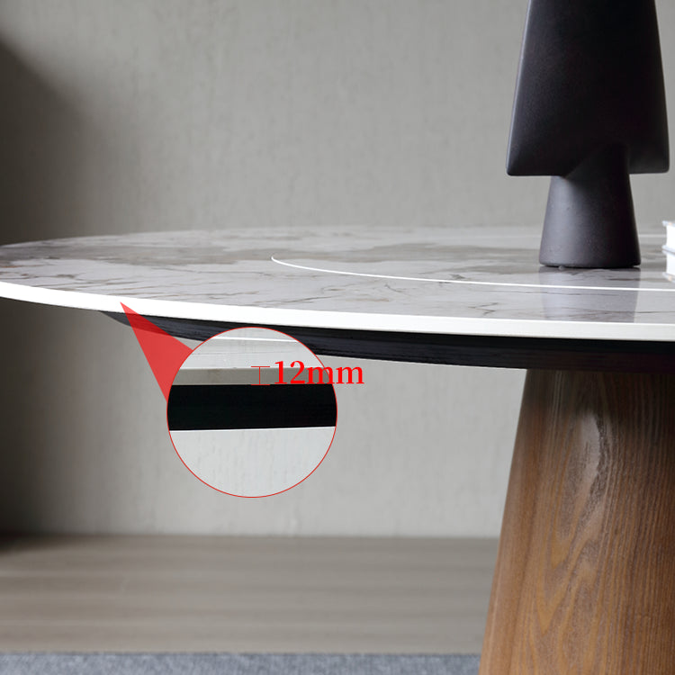 Modern Ashwood Dinette Set 1/3/4/5/7 Pieces Round Dining Table Set with Sintered Stone Top Clearhalo 'Dining Room Sets' 'Dining Tables & Seating' 'dining_room_set' 'furn' 'furn_dining_room_set' 'Furniture' 'furniture_dining_room_set' 'Kitchen & Dining Furniture' 4809643