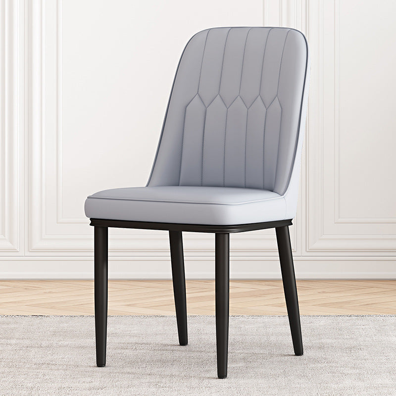 Metal Contemporary Modern Indoor-Outdoor Side Chair Parsons Chair Light Gray 1 Piece Black Clearhalo 'Dining Chairs' 'Dining Tables & Seating' 'dining_chair' 'furn' 'furn_dining_chair' 'Furniture' 'furniture_dining_chair' 'Kitchen & Dining Furniture' 4809682