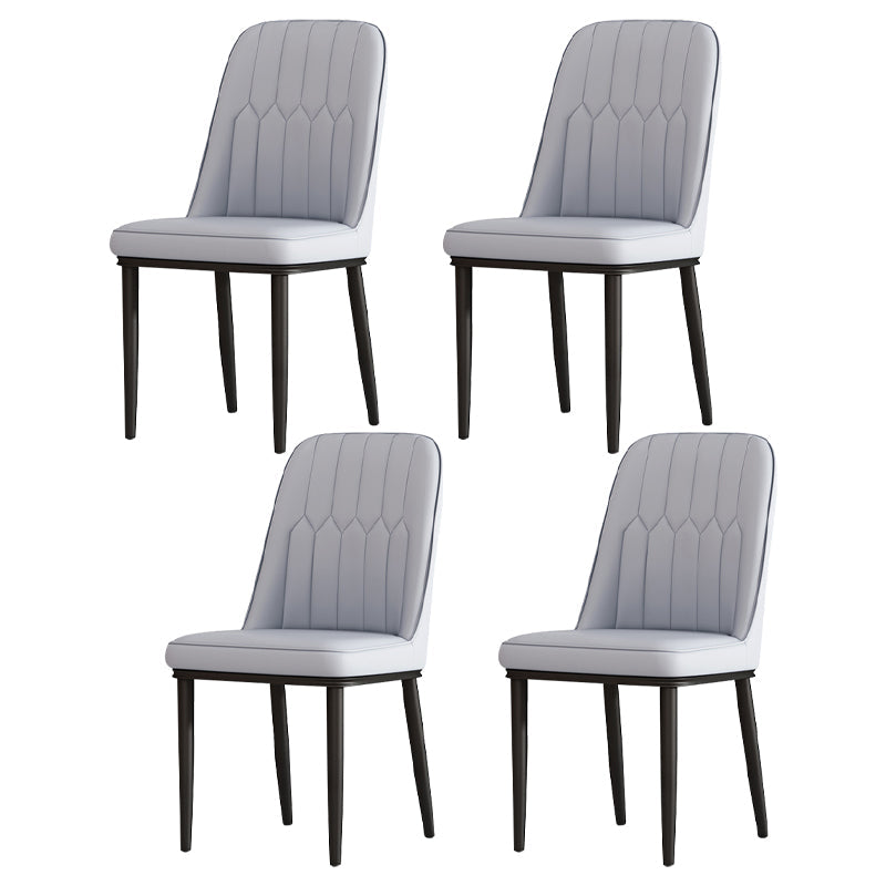 Metal Contemporary Modern Indoor-Outdoor Side Chair Parsons Chair Light Gray 4 Piece Set Black Clearhalo 'Dining Chairs' 'Dining Tables & Seating' 'dining_chair' 'furn' 'furn_dining_chair' 'Furniture' 'furniture_dining_chair' 'Kitchen & Dining Furniture' 4809686