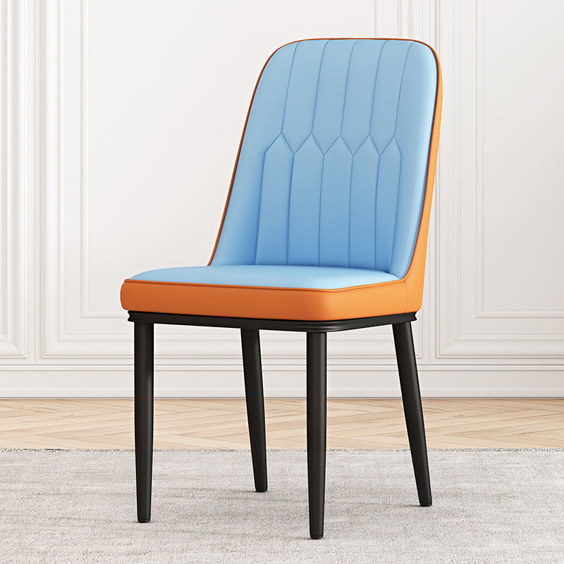 Metal Contemporary Modern Indoor-Outdoor Side Chair Parsons Chair Blue 1 Piece Black Clearhalo 'Dining Chairs' 'Dining Tables & Seating' 'dining_chair' 'furn' 'furn_dining_chair' 'Furniture' 'furniture_dining_chair' 'Kitchen & Dining Furniture' 4809687