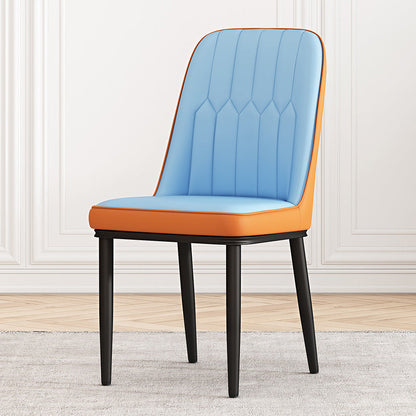 Metal Contemporary Modern Indoor-Outdoor Side Chair Parsons Chair Blue 1 Piece Black Clearhalo 'Dining Chairs' 'Dining Tables & Seating' 'dining_chair' 'furn' 'furn_dining_chair' 'Furniture' 'furniture_dining_chair' 'Kitchen & Dining Furniture' 4809687