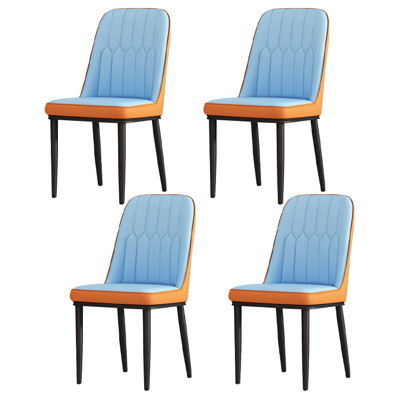 Metal Contemporary Modern Indoor-Outdoor Side Chair Parsons Chair Blue 4 Piece Set Black Clearhalo 'Dining Chairs' 'Dining Tables & Seating' 'dining_chair' 'furn' 'furn_dining_chair' 'Furniture' 'furniture_dining_chair' 'Kitchen & Dining Furniture' 4809690