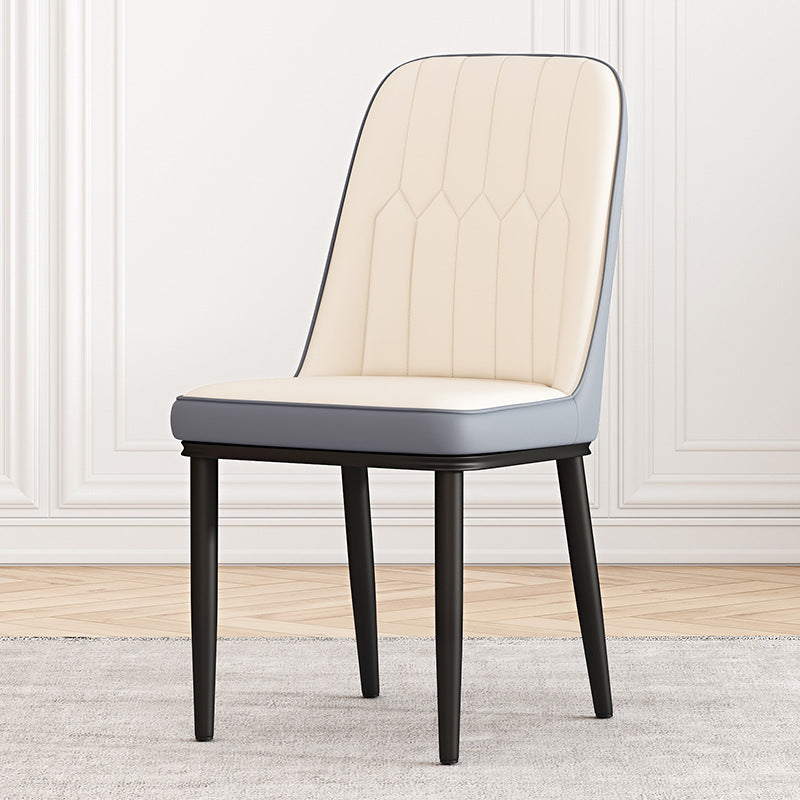 Metal Contemporary Modern Indoor-Outdoor Side Chair Parsons Chair Gray-White 1 Piece Black Clearhalo 'Dining Chairs' 'Dining Tables & Seating' 'dining_chair' 'furn' 'furn_dining_chair' 'Furniture' 'furniture_dining_chair' 'Kitchen & Dining Furniture' 4809693