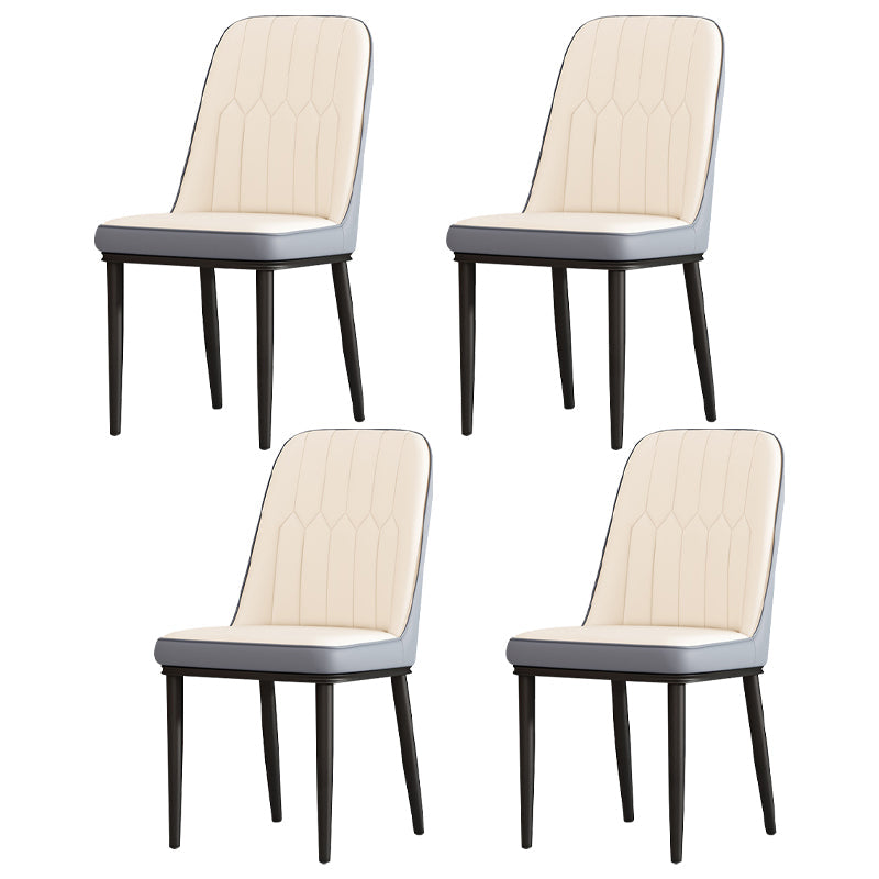 Metal Contemporary Modern Indoor-Outdoor Side Chair Parsons Chair Gray-White 4 Piece Set Black Clearhalo 'Dining Chairs' 'Dining Tables & Seating' 'dining_chair' 'furn' 'furn_dining_chair' 'Furniture' 'furniture_dining_chair' 'Kitchen & Dining Furniture' 4809696