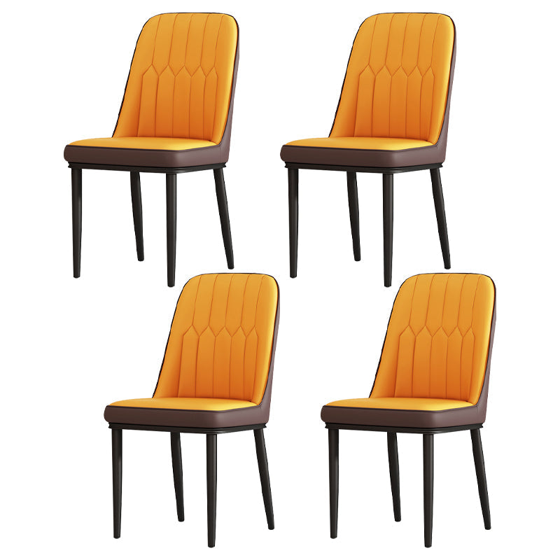 Metal Contemporary Modern Indoor-Outdoor Side Chair Parsons Chair Khaki-Orange 4 Piece Set Black Clearhalo 'Dining Chairs' 'Dining Tables & Seating' 'dining_chair' 'furn' 'furn_dining_chair' 'Furniture' 'furniture_dining_chair' 'Kitchen & Dining Furniture' 4809700